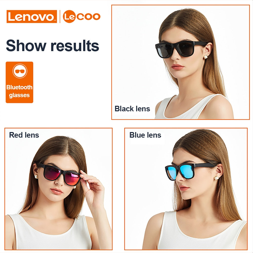 Lenovo Lecoo Smart Glasses Headset Wireless Bluetooth 5.0 Sunglasses Outdoor Sport earphone Calling Music Anti-Blue Eyeglasses for sale