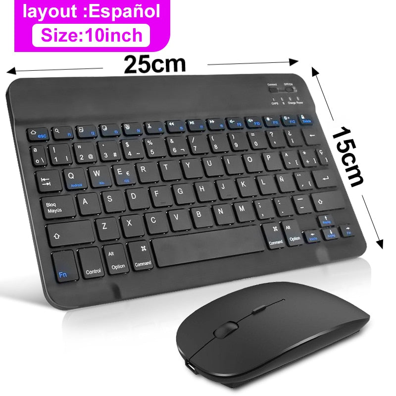 Mini Bluetooth Keyboard Wireless Keyboard Rechargeable For iPad Phone Tablet Russian Spanish Keyboard For Android ios Windows