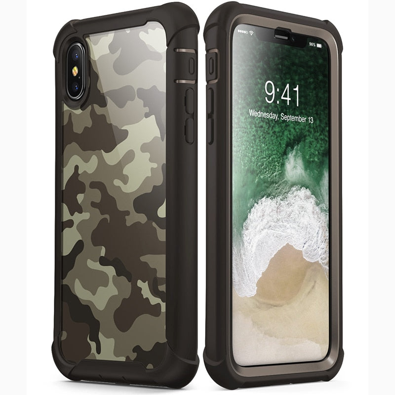 For iphone X Xs Case 5.8 inch Original i-Blason Ares Series Full-Body Rugged Clear Bumper Case with Built-in Screen Protector