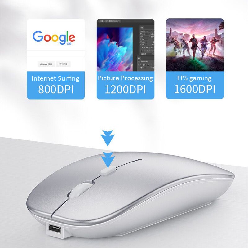 New Dual Mode Bluetooth 5.0 Wireless Slim Mouse Gaming Pc Mini Laptop  Usb Computer Accessories Desktop