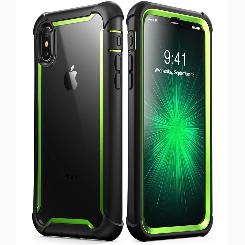 For iphone X Xs Case 5.8 inch Original i-Blason Ares Series Full-Body Rugged Clear Bumper Case with Built-in Screen Protector