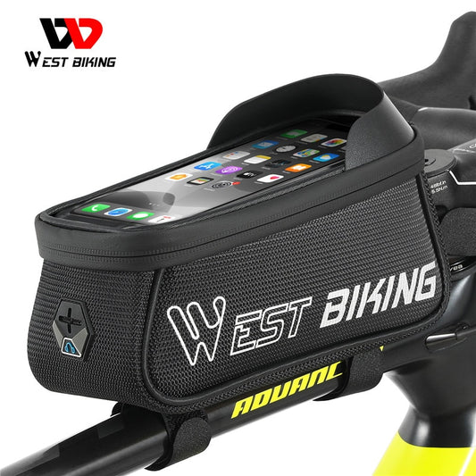 WEST BIKING Bicycle Bag Sensitive Touch Screen Bike Phone Bag Front Frame Reflective MTB Road Cycling Accessories Panniers