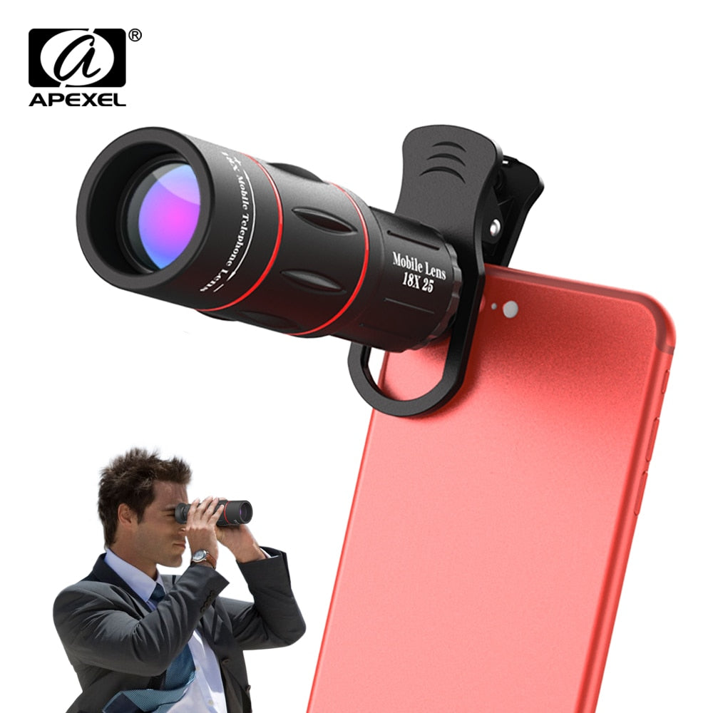 APEXEL Universal 18x25 Monocular Zoom HD Optical Cell Phone Lens Observing Survey 18X telephoto lens with tripod for Smartphone for sale