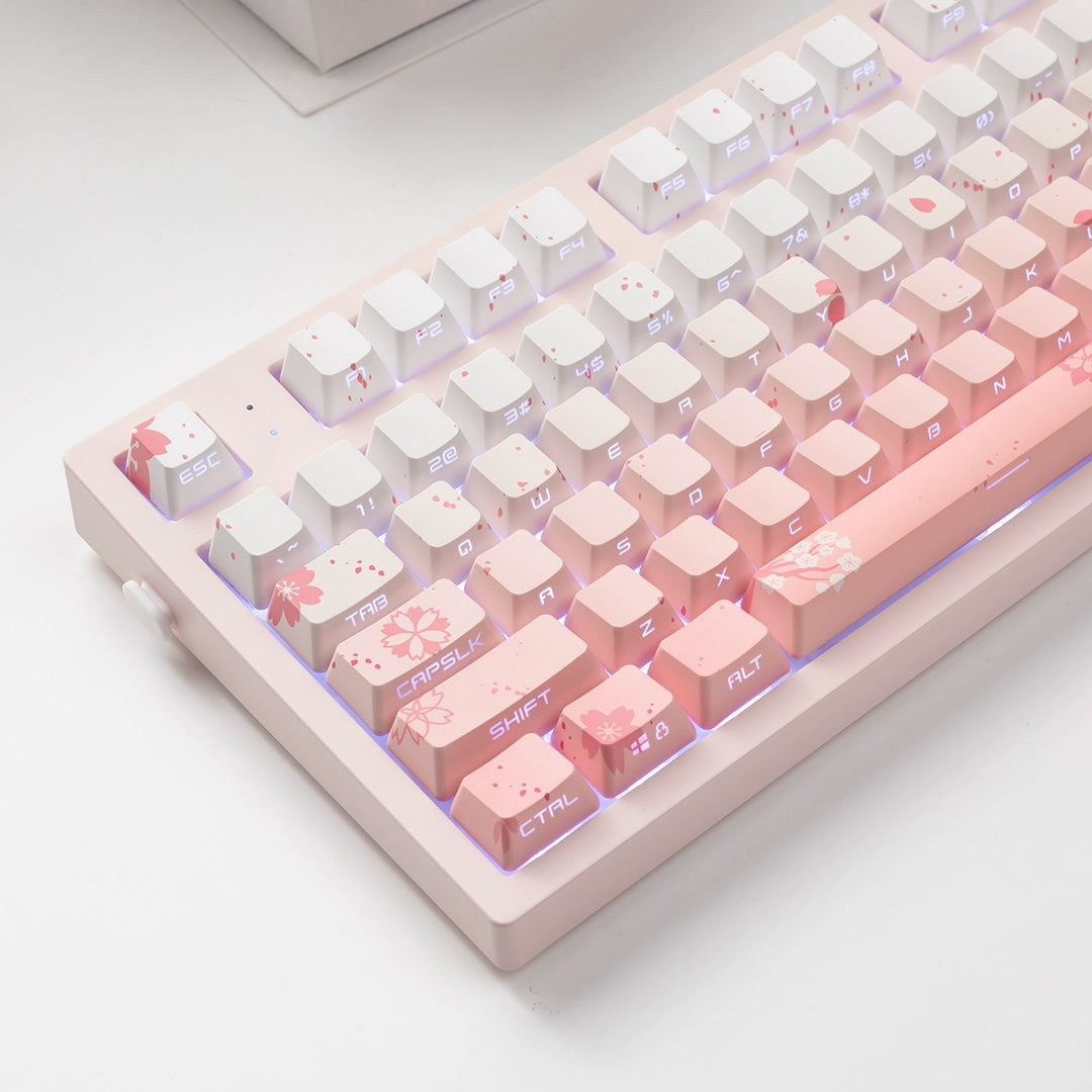 Jkdk Colorful Pink Side Engraved Transparent OEM Key CAP 68 75 84 87 104 8.0 Mechanical Keyboard