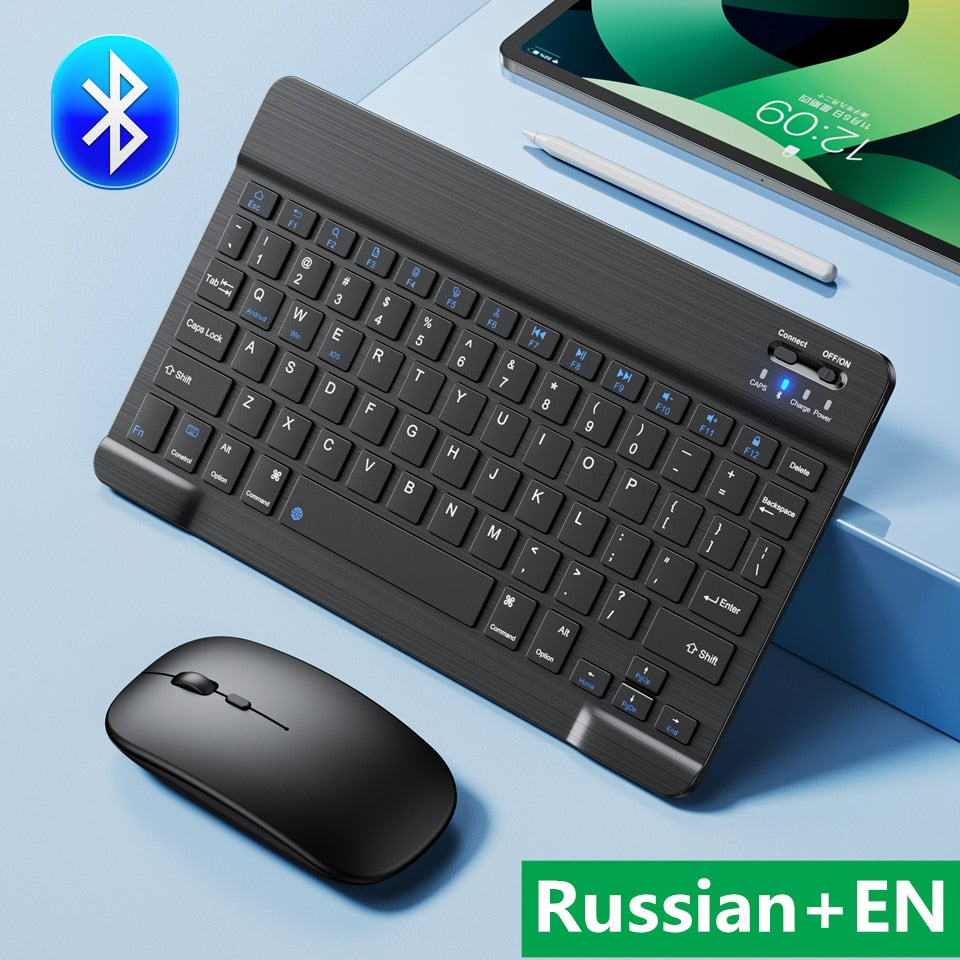 Mini Bluetooth Keyboard Wireless Keyboard Rechargeable For iPad Phone Tablet Russian Spanish Keyboard For Android ios Windows