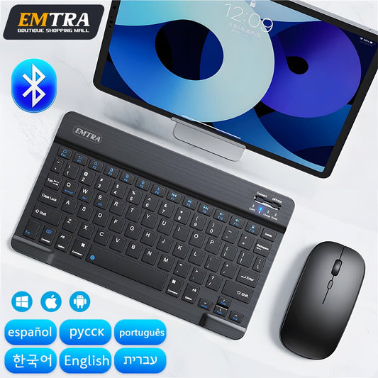 Bluetooth Wireless Keyboard Mouse For IOS Android Windows Tablet For iPad Air Mini Pro Spanish Korean Portugal Russian Keyboard