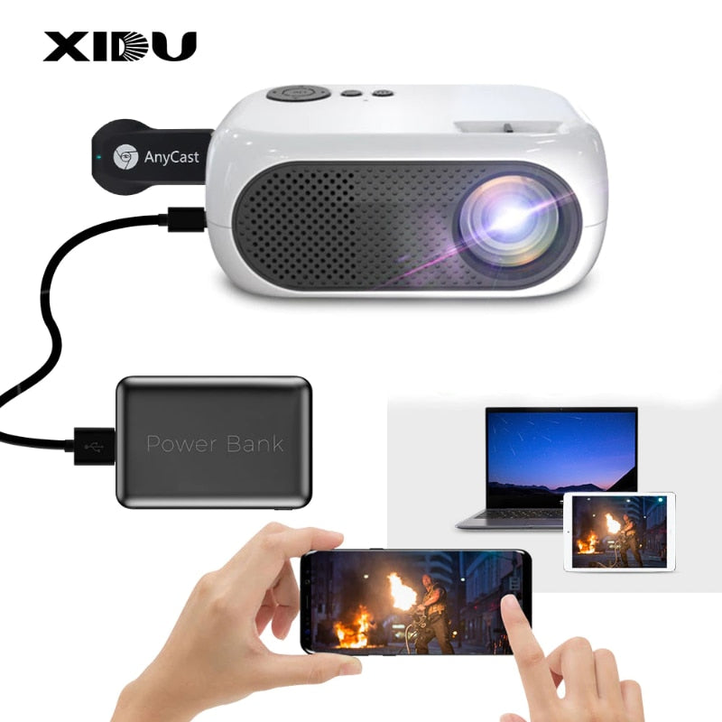 XIDU 1300 Lumens Mini Projector Audio Portable Projector Full HD Support USB/AV/HDMI Compatible/Projection Home Media Player