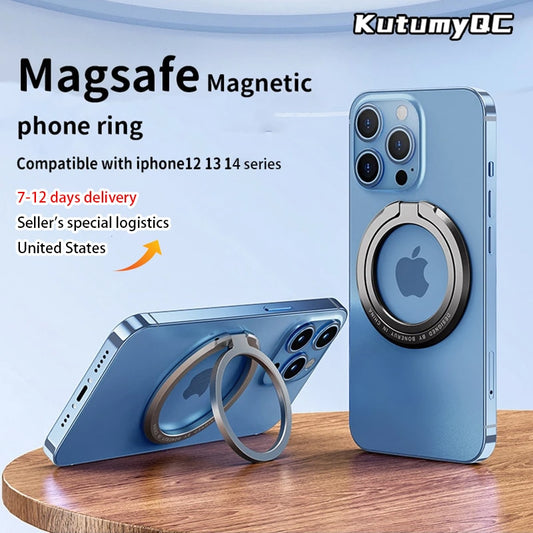 Magnetic KutumyQC Cell Phone Ring Holder Compatible with iPhone 12 13 14 Series MagSafe Removable Cell Phone Grip Kickstand