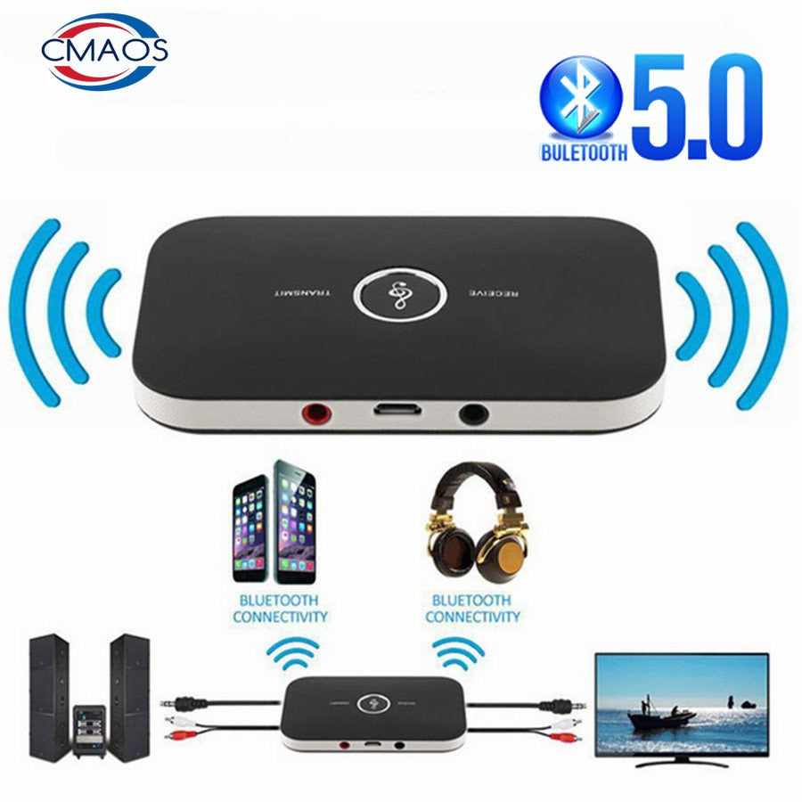 Upgraded Bluetooth 5.0 Audio Transmitter Receiver RCA 3.5mm AUX Jack USB Dongle Music Wireless Adapter For Car PC TV Headphones